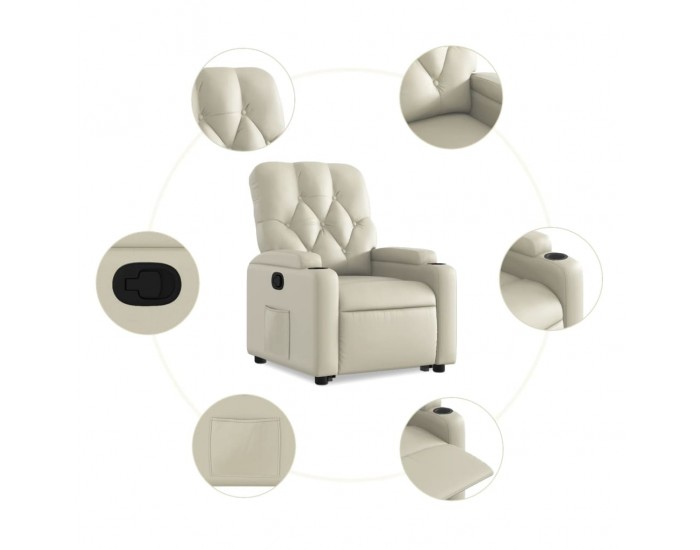 Sonata H Изправящ реклайнер стол, кремав, изкуствена кожа