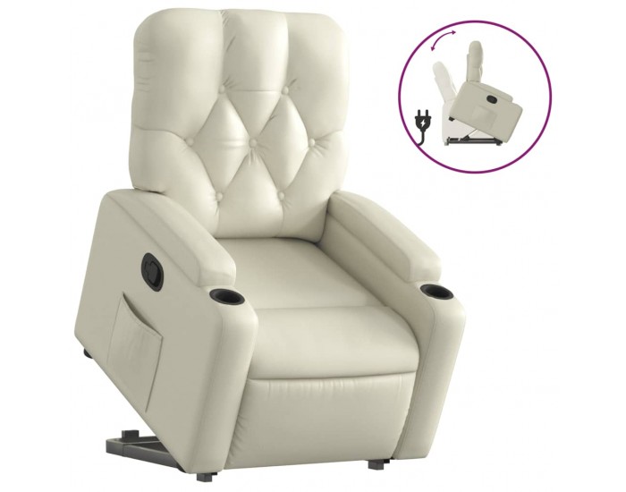 Sonata H Изправящ реклайнер стол, кремав, изкуствена кожа