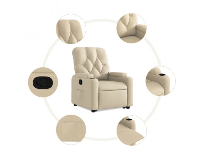 Sonata H Изправящ реклайнер стол, кремав, текстил