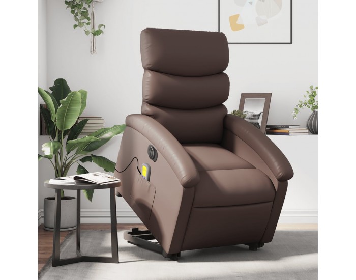 Sonata H Електрически изправящ масажен реклайнер стол, кафяв, еко кожа