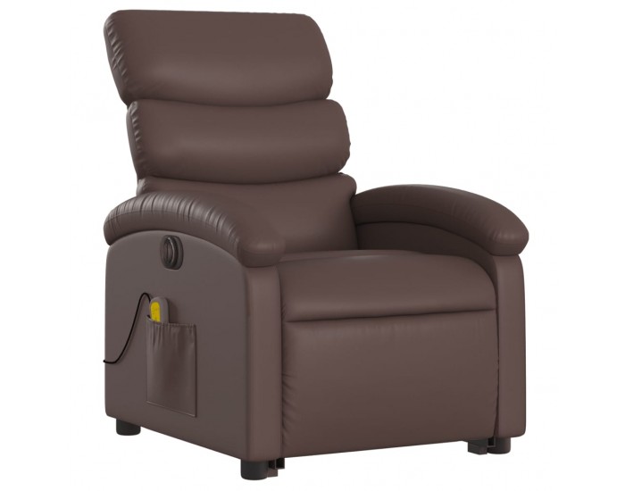 Sonata H Електрически изправящ масажен реклайнер стол, кафяв, еко кожа