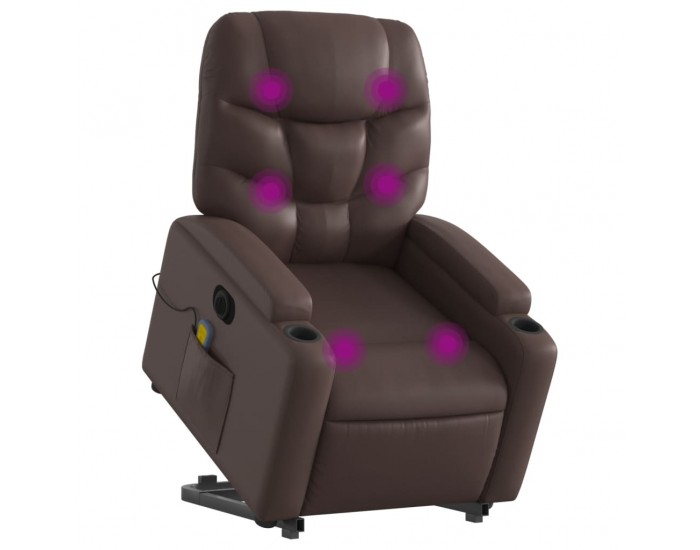 Sonata H Електрически изправящ масажен реклайнер стол, кафяв, еко кожа