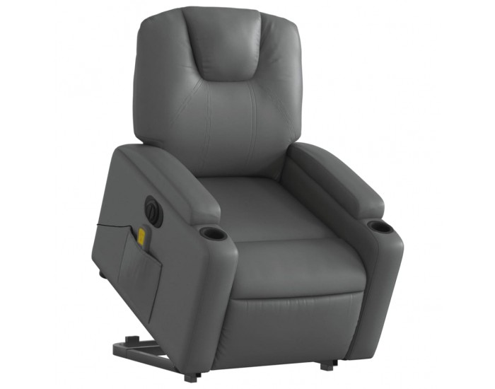 Sonata H Електрически изправящ масажен реклайнер стол, сив, еко кожа