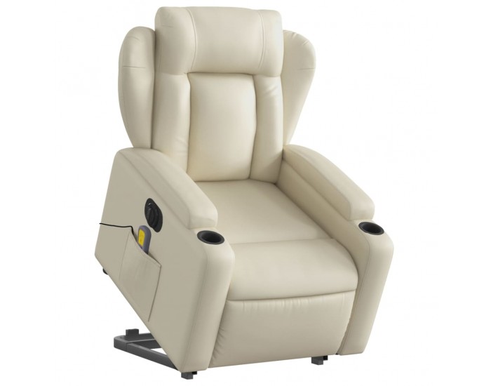 Sonata H Електрически изправящ масажен реклайнер стол, кремав, еко кожа