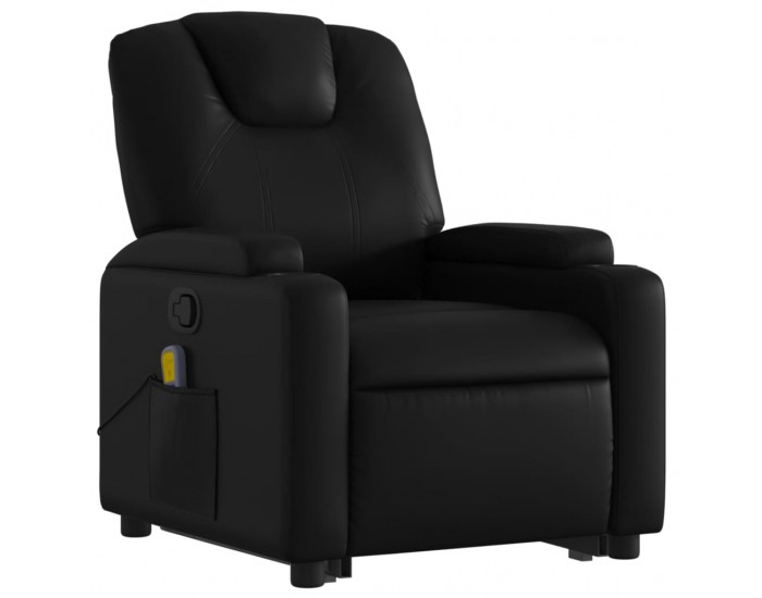 Sonata H Изправящ масажен реклайнер стол, черен, изкуствена кожа