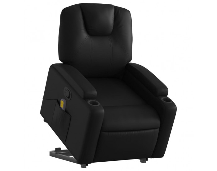 Sonata H Изправящ масажен реклайнер стол, черен, изкуствена кожа