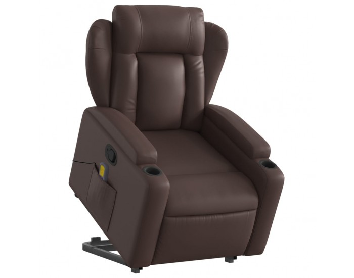 Sonata H Изправящ масажен реклайнер стол, кафяв, изкуствена кожа