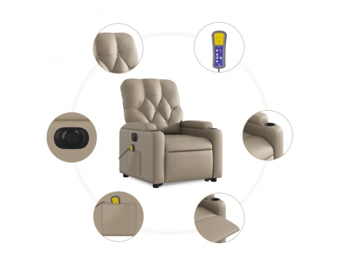 Sonata H Електрически изправящ масажен реклайнер, капучино, еко кожа