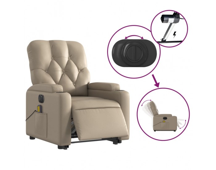 Sonata H Електрически изправящ масажен реклайнер, капучино, еко кожа