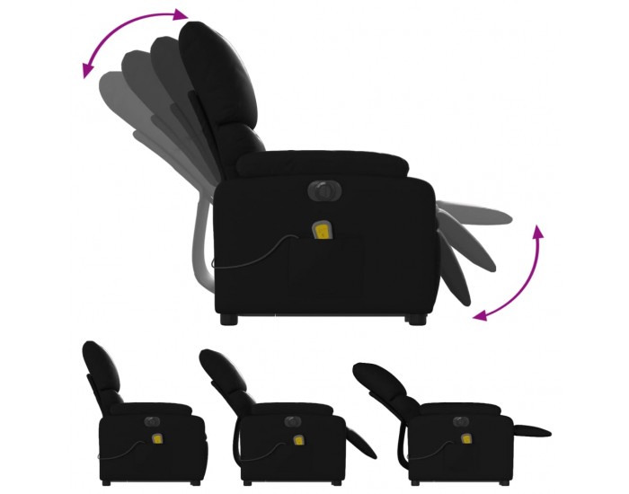 Sonata H Електрически изправящ масажен реклайнер стол, черен, еко кожа