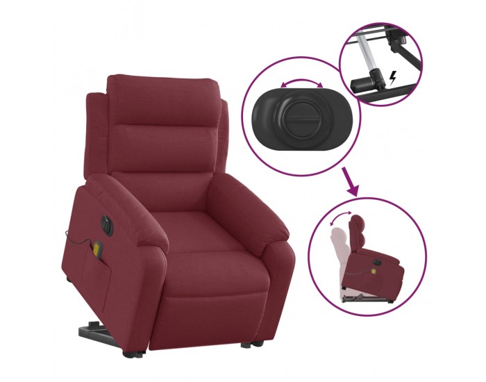 Sonata H Електрически изправящ масажен реклайнер виненочервен текстил