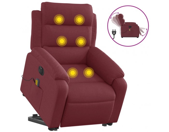 Sonata H Електрически изправящ масажен реклайнер виненочервен текстил