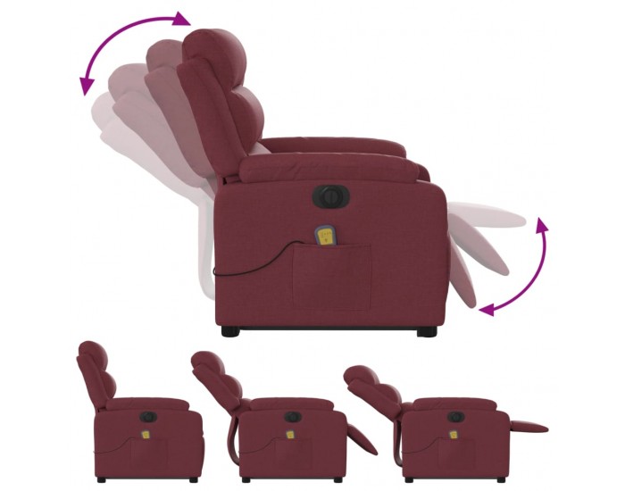 Sonata H Електрически изправящ масажен реклайнер виненочервен текстил