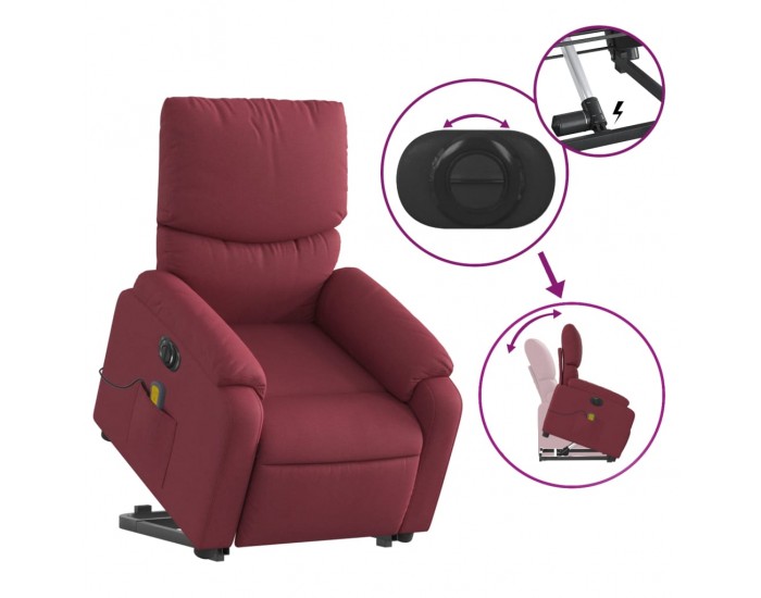 Sonata H Електрически изправящ масажен реклайнер виненочервен текстил