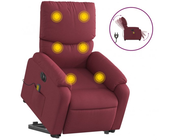Sonata H Електрически изправящ масажен реклайнер виненочервен текстил
