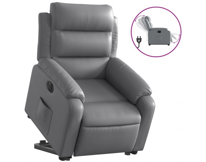 Sonata H Електрически изправящ реклайнер стол, сив, изкуствена кожа