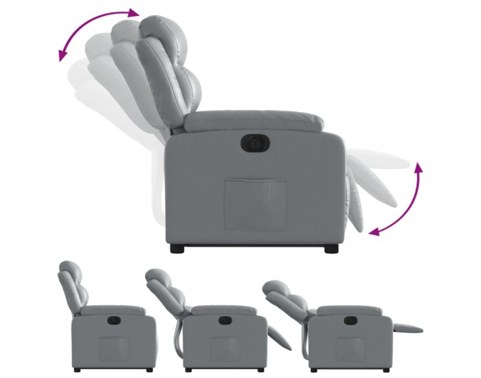 Sonata H Електрически изправящ реклайнер стол, сив, изкуствена кожа