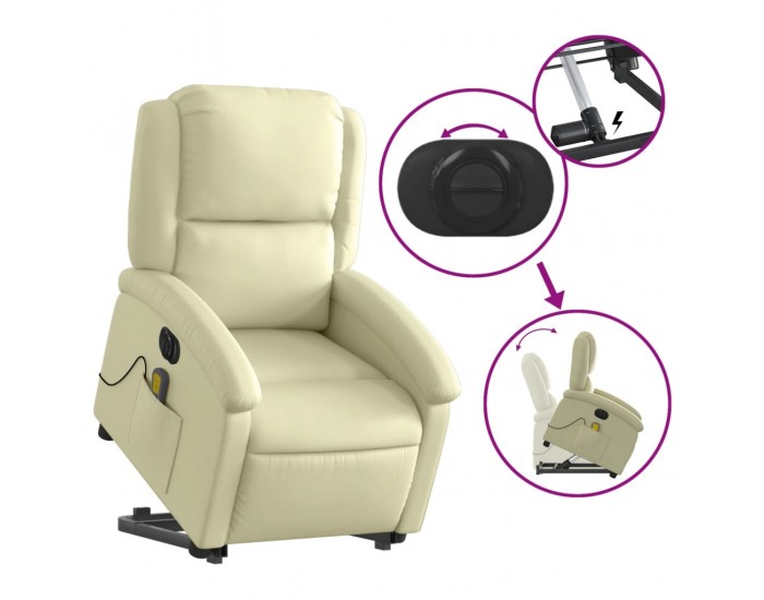 Sonata H Електрически изправящ масажен реклайнер стол, кремав