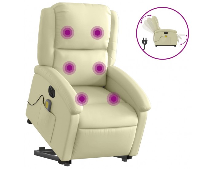 Sonata H Електрически изправящ масажен реклайнер стол, кремав