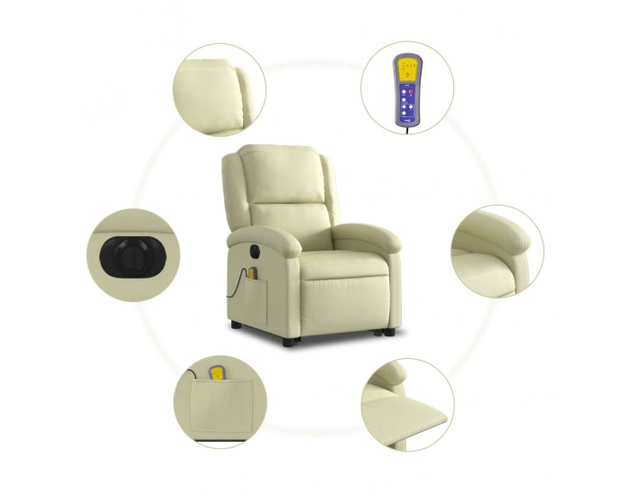 Sonata H Електрически изправящ масажен реклайнер стол, кремав