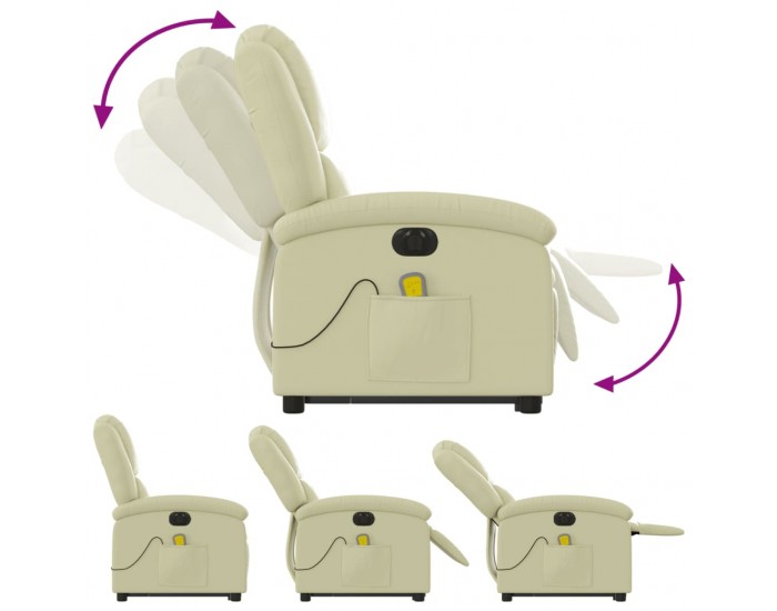 Sonata H Електрически изправящ масажен реклайнер стол, кремав