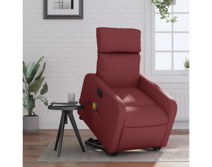 Sonata H Електрически изправящ масажен реклайнер, виненочервен, еко кожа