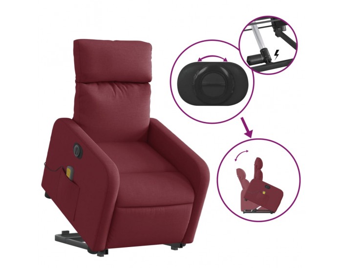 Sonata H Електрически изправящ масажен реклайнер виненочервен текстил