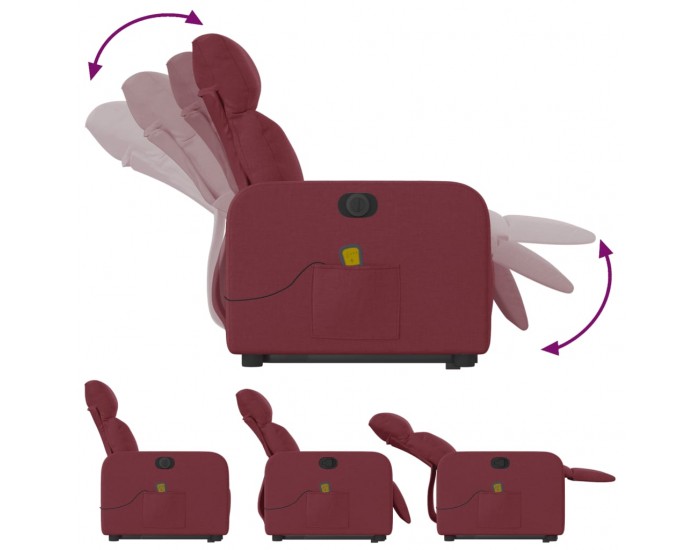 Sonata H Електрически изправящ масажен реклайнер виненочервен текстил