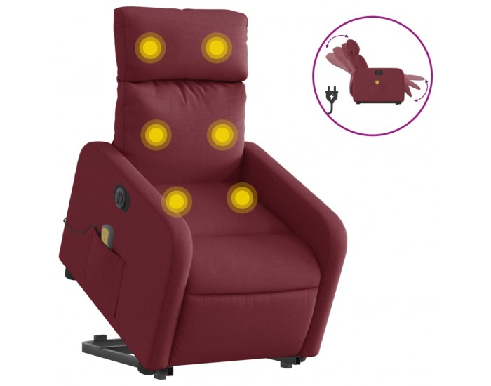 Sonata H Електрически изправящ масажен реклайнер виненочервен текстил