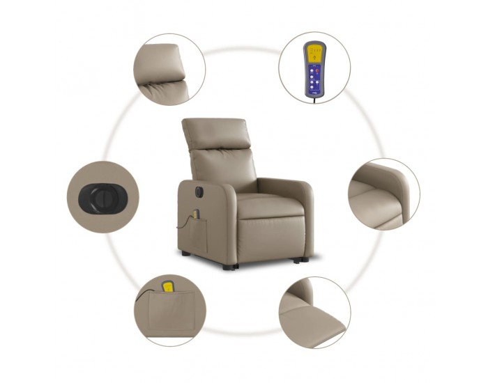 Sonata H Електрически изправящ масажен реклайнер, капучино, еко кожа