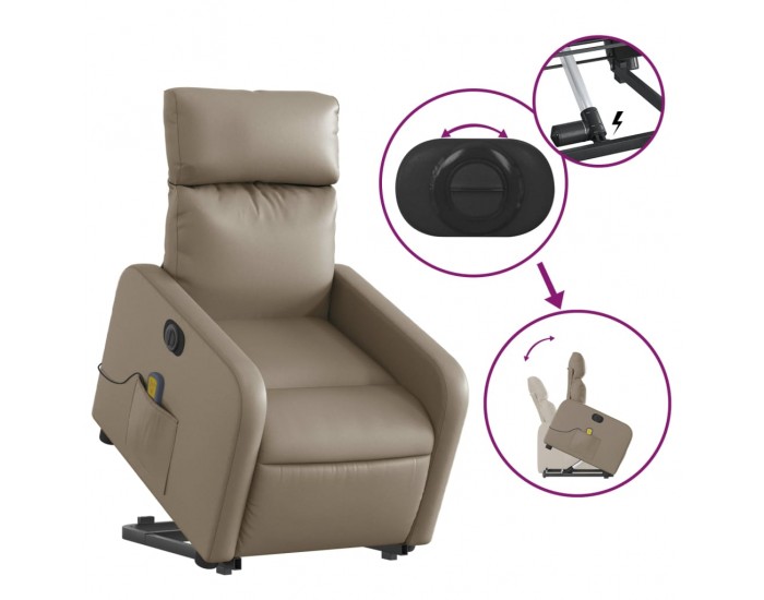 Sonata H Електрически изправящ масажен реклайнер, капучино, еко кожа