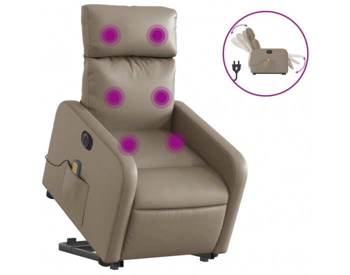 Sonata H Електрически изправящ масажен реклайнер, капучино, еко кожа
