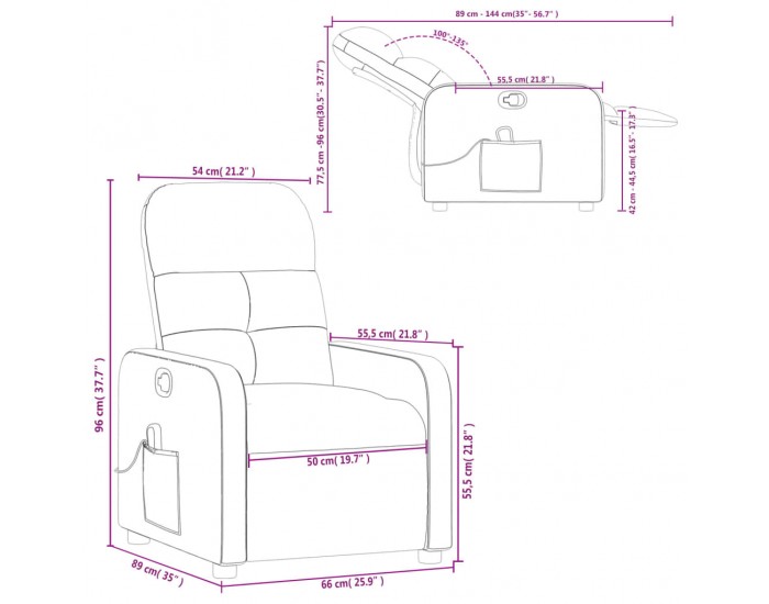 Sonata H Масажен реклайнер стол, светлосив, текстил