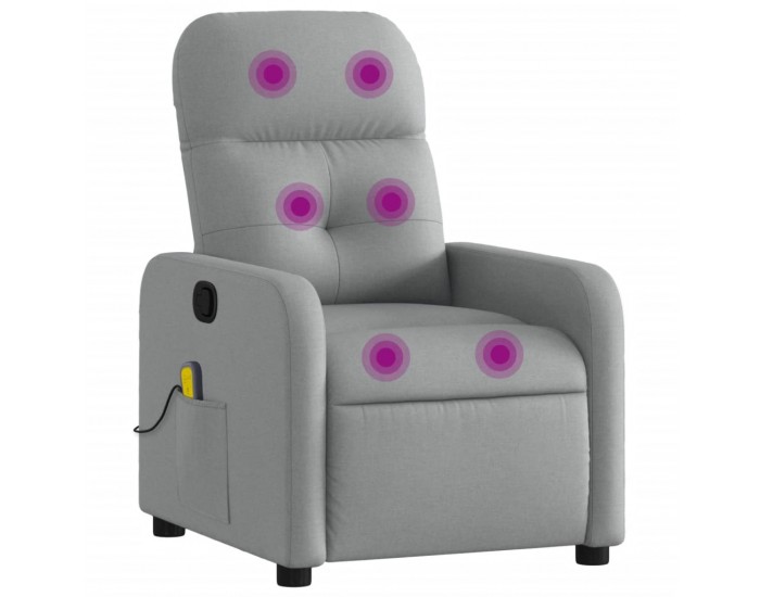 Sonata H Масажен реклайнер стол, светлосив, текстил