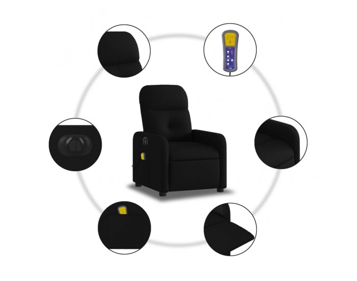 Sonata H Електрически масажен наклоняем стол, черен, текстил