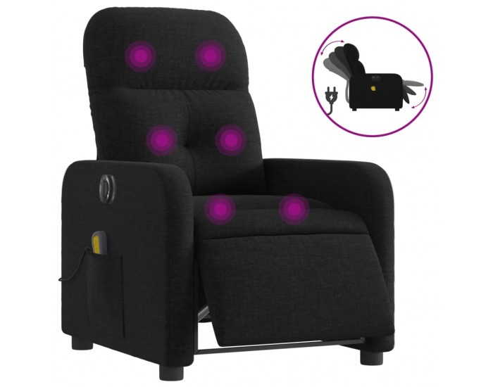 Sonata H Електрически масажен наклоняем стол, черен, текстил