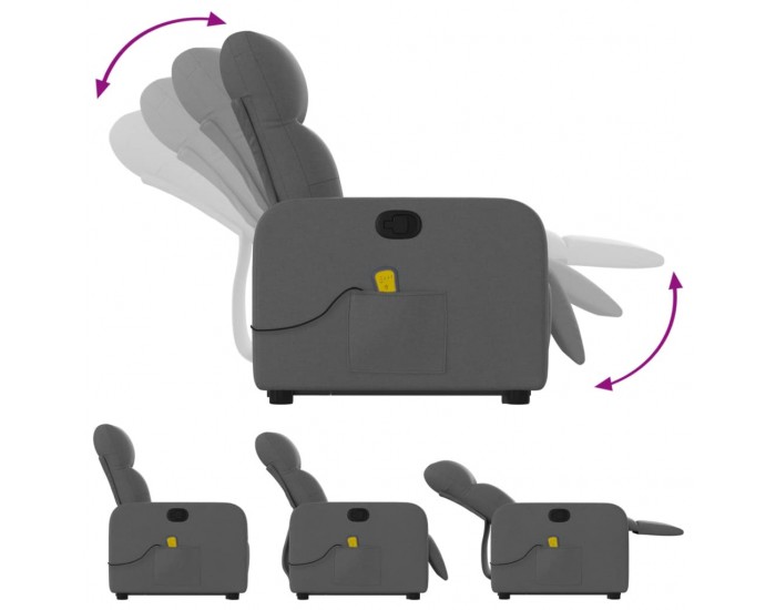 Sonata H Изправящ масажен реклайнер стол,тъмносив, текстил