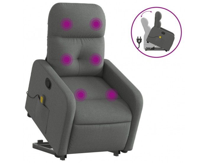 Sonata H Изправящ масажен реклайнер стол,тъмносив, текстил