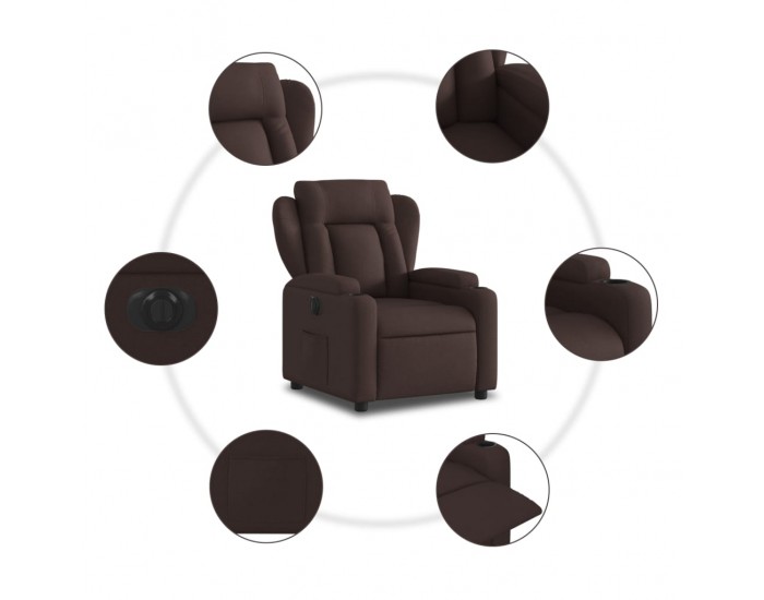 Sonata H Електрически реклайнер стол, тъмнокафяв, текстил