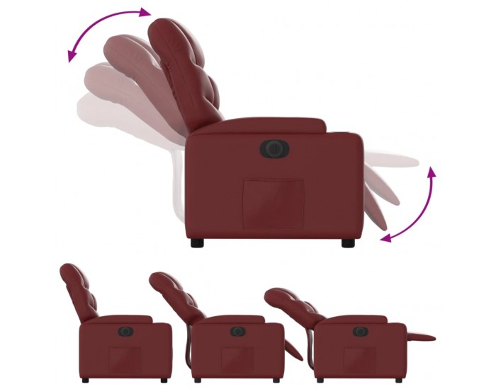 Sonata H Електрически наклоняем стол, виненочервен, изкуствена кожа