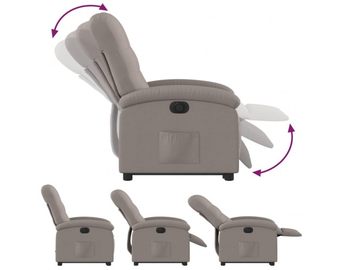 Sonata H Електрически изправящ реклайнер стол, таупе, текстил