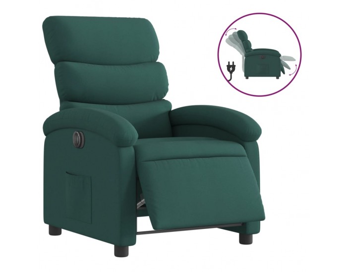 Sonata H Електрически реклайнер стол, тъмнозелен, текстил