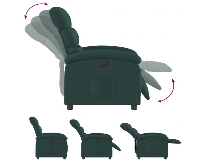 Sonata H Електрически реклайнер стол, тъмнозелен, текстил