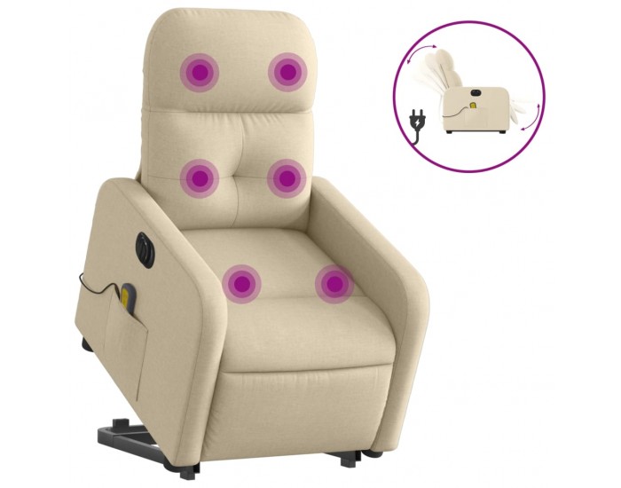 Sonata H Електрически изправящ масажен реклайнер стол кремав текстил