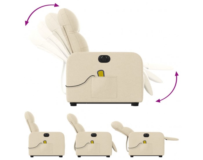 Sonata H Електрически изправящ масажен реклайнер стол кремав текстил