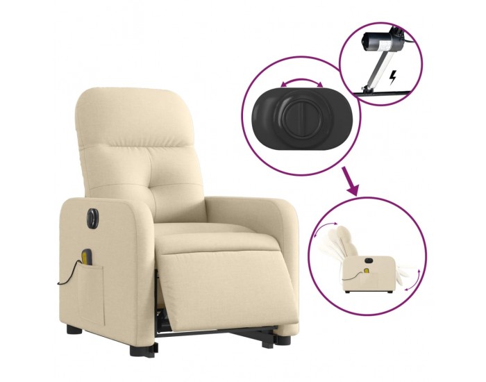 Sonata H Електрически изправящ масажен реклайнер стол кремав текстил