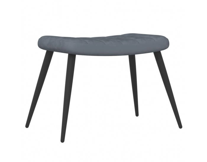 Sonata H Релаксиращ стол с табуретка, тъмносив, кадифе