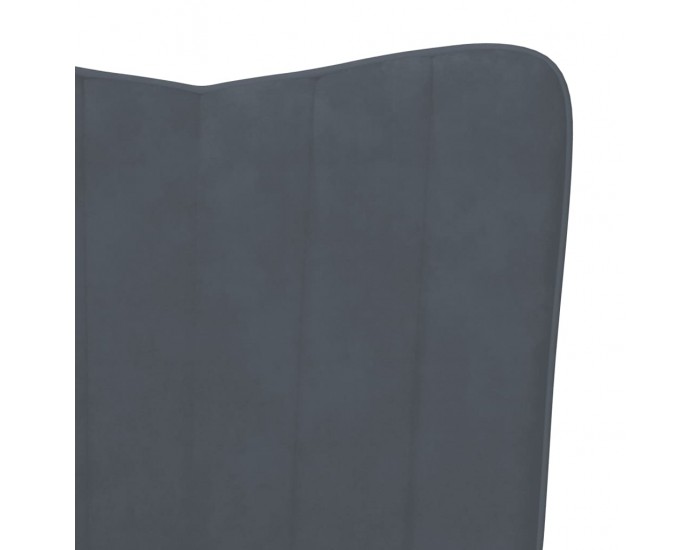 Sonata H Релаксиращ стол с табуретка, тъмносив, кадифе