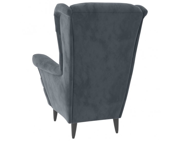 Sonata H Фотьойл Wingback с табуретка, тъмносив, кадифе Sonata H Фотьойл Wingback с табуретка, тъмносив, кадифе