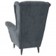 Sonata H Фотьойл Wingback с табуретка, тъмносив, кадифе Sonata H Фотьойл Wingback с табуретка, тъмносив, кадифе